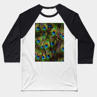 Peacock Feathers Invasion Baseball T-Shirt